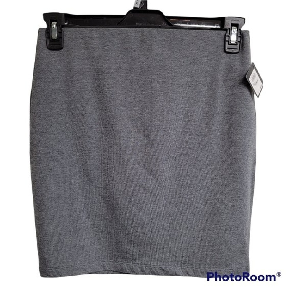 Halogen Heather Grey Neutral Basic Mini‎ Skirt With Pink Back Zipper Size Small